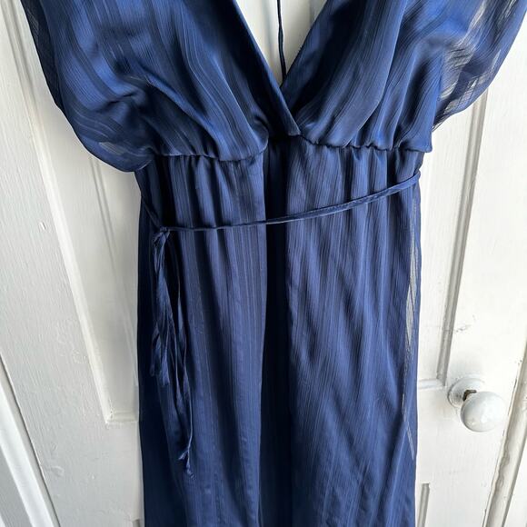 Superfoxx Sheer Stripe Superplice Midi Dress Navy - Picture 4 of 10